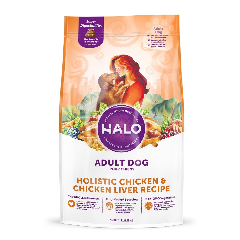 Halo + 4lb Adult Holistic Chicken & Chicken Liver Dry Dog Food