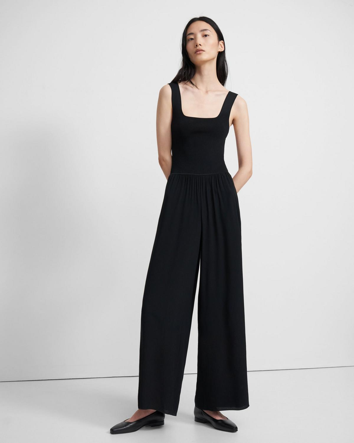 Theory + Ribbed Square Neck Jumpsuit