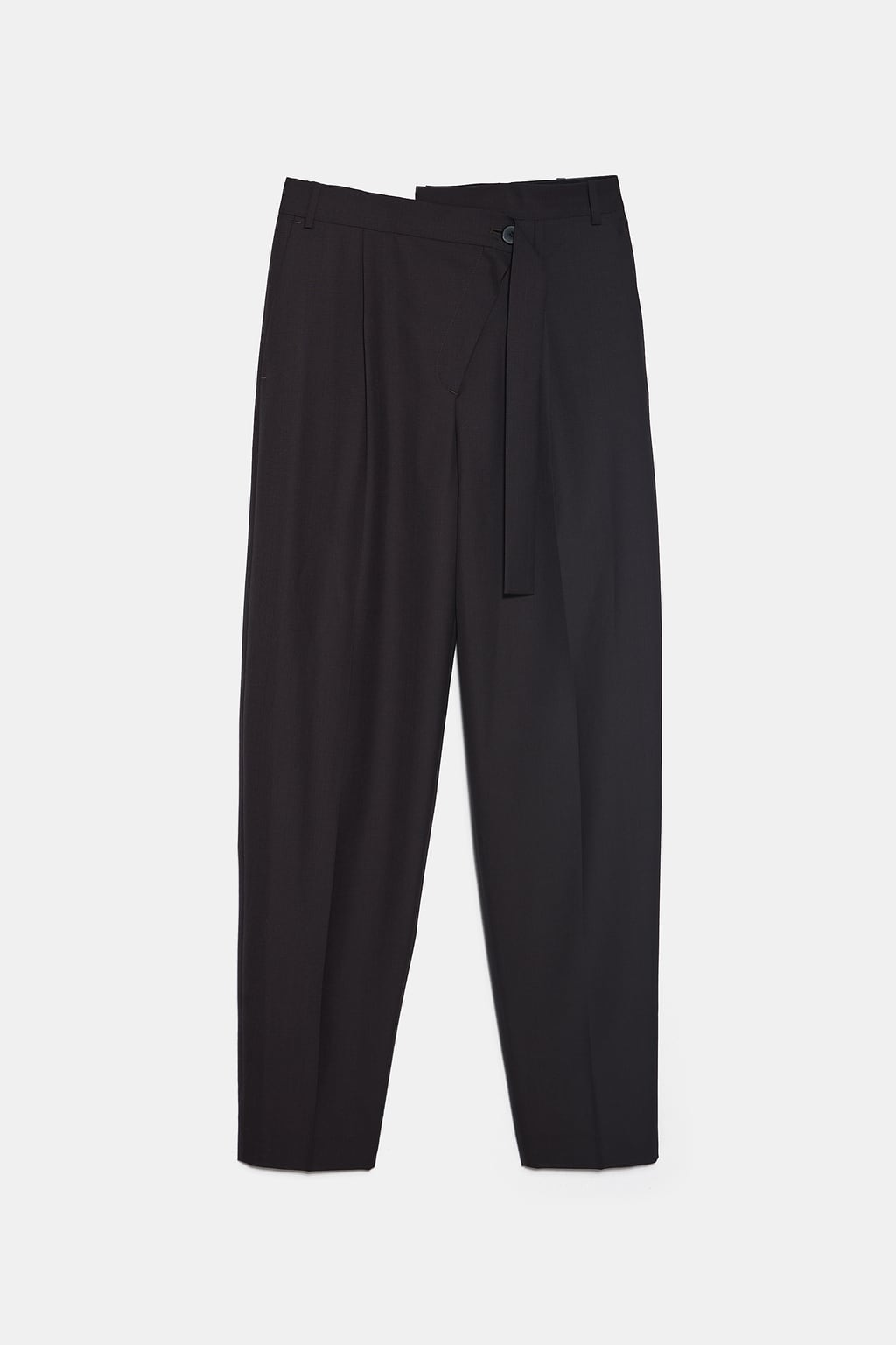 Zara + Asymmetric Waist Wool Pants