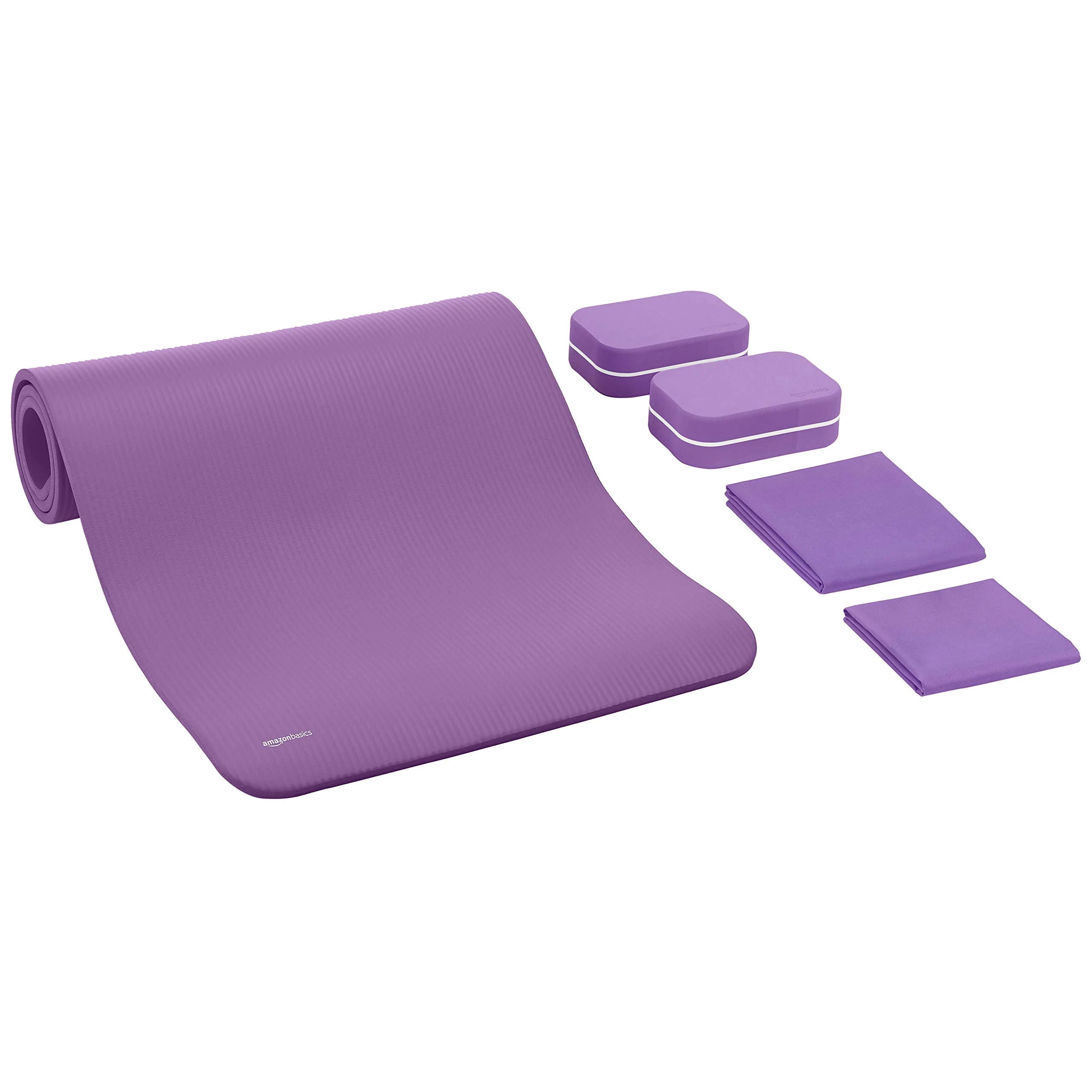 Basics + 1/2-Inch Thick Yoga Mat 6 Piece Set