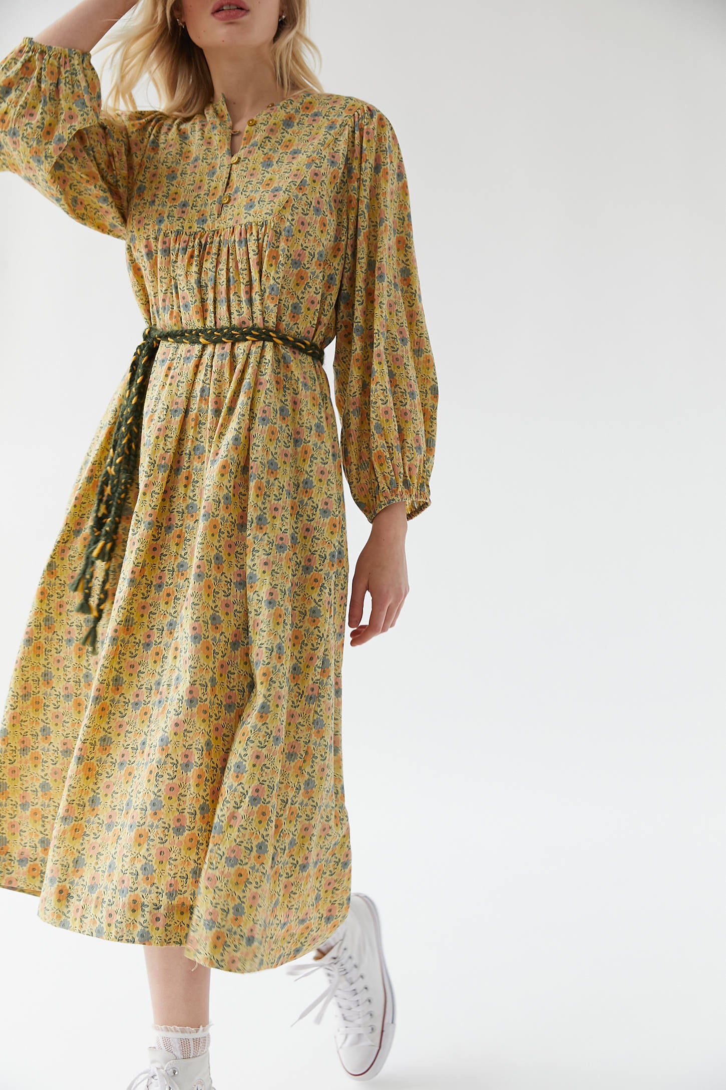 kimchi blue ruffle midi wrap dress