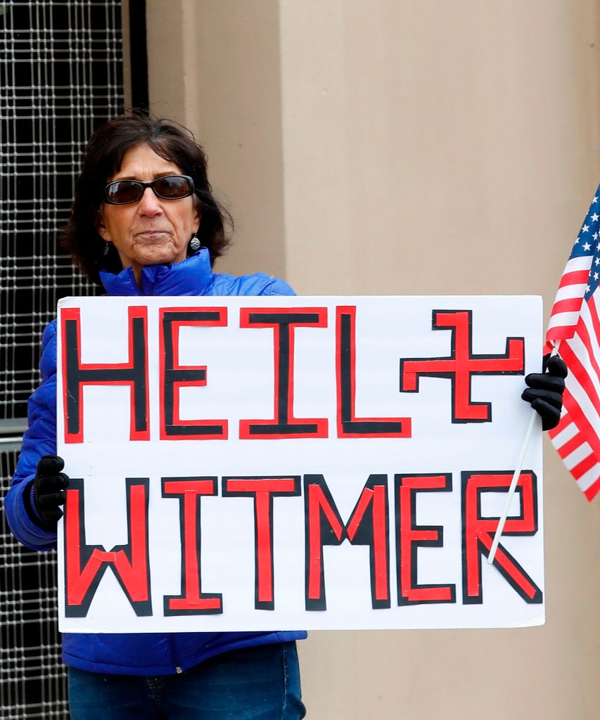 Michigan Protest Gretchen Whitmer’s Nazi confederate Flags,
