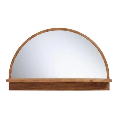 Cost Plus World Market Half Round Mirror With Acacia Wood Shelf Half Round Mirror With Acacia Wood Shelf, Half Round Mirror With Acacia Wood Shelf