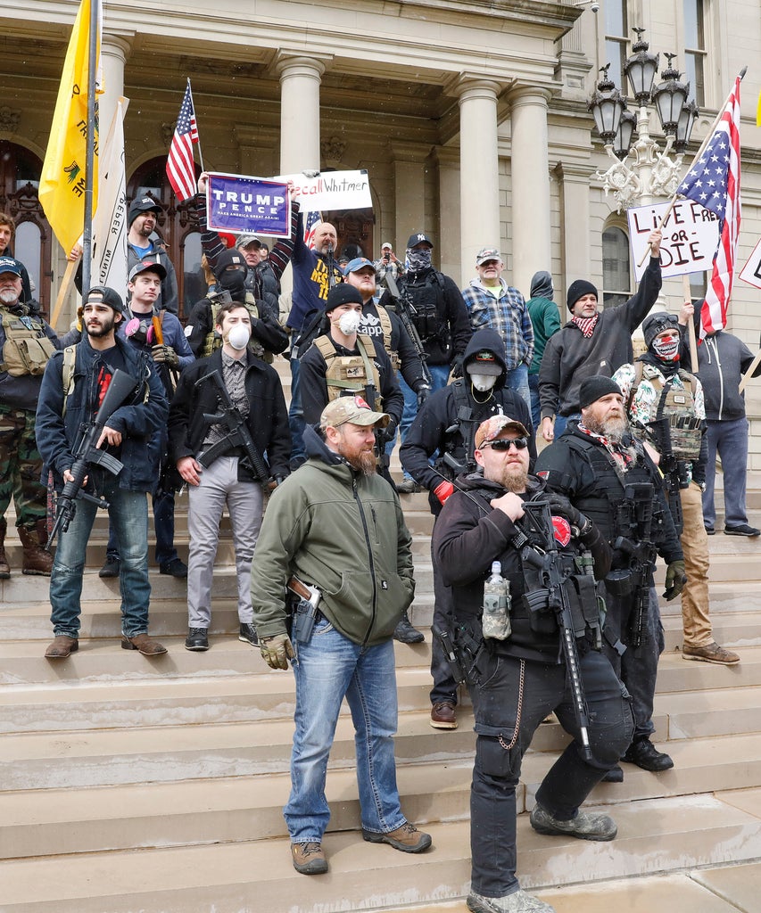 Michigan Protest Gretchen Whitmer’s Nazi confederate Flags,