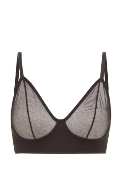 Skin + Opaline Tulle-Cups Cotton-Blend Bralette