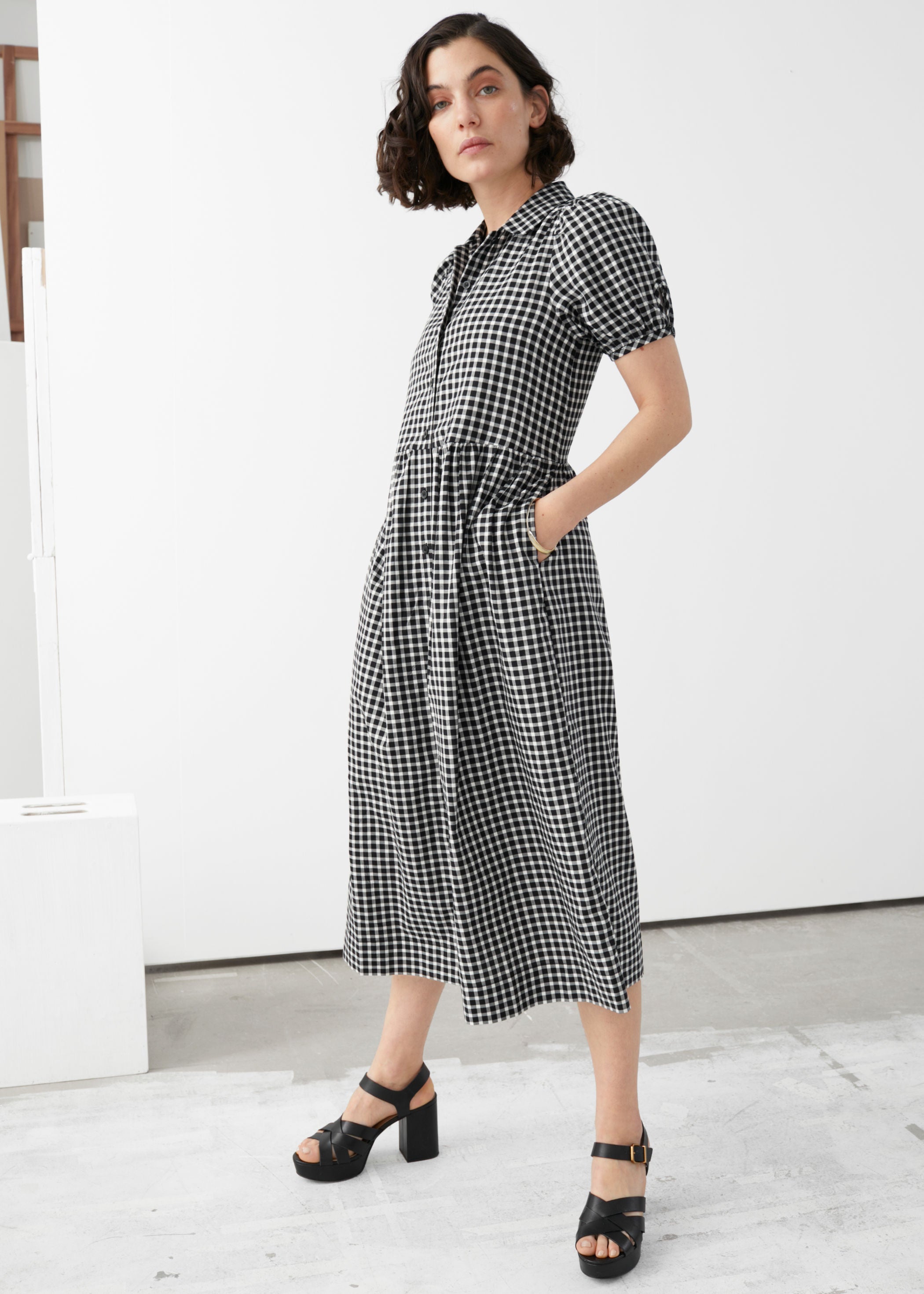 & Other Stories + Relaxed Puff Sleeve Midi Dress