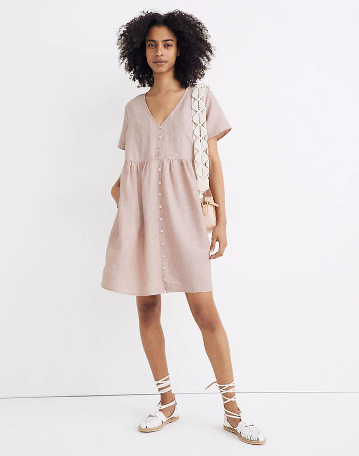 Madewell + V-Neck Button-Front Mini Dress