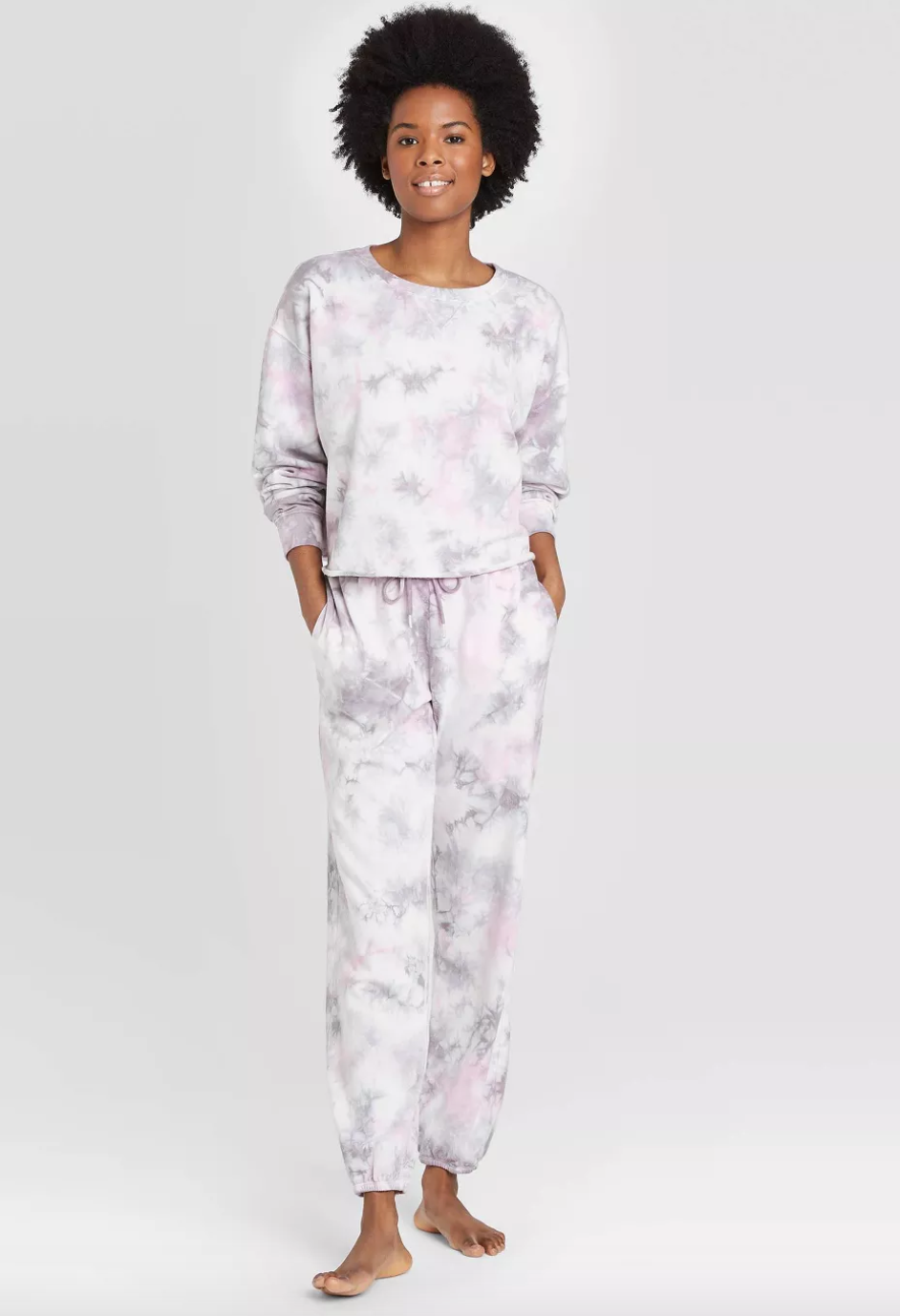 Colsie Tie Dye Cropped Lounge Sweatshirt