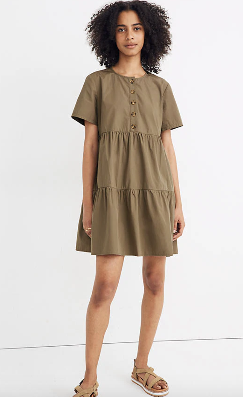 button front short sleeve dress