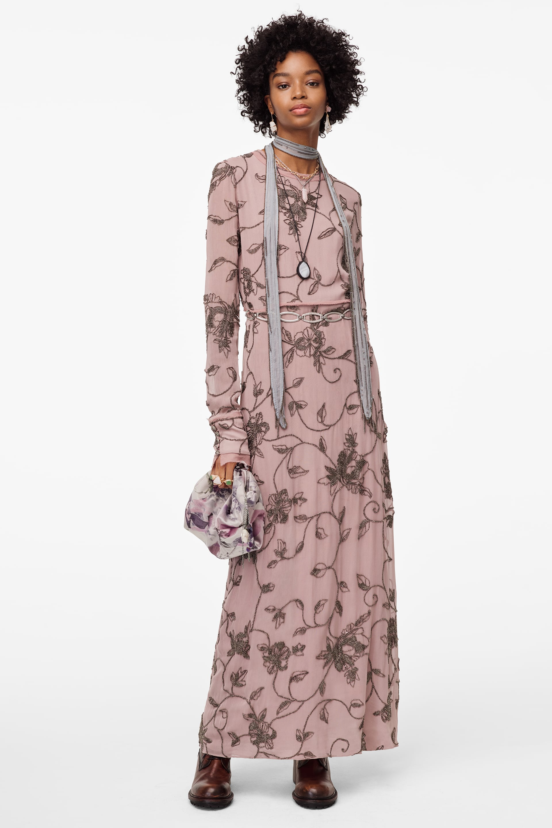 Zara + Long Dress With Appliqués