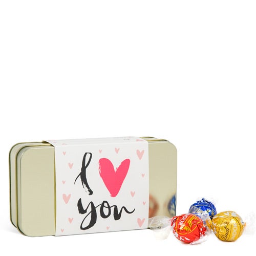 Lindt + Assorted LINDOR Truffles I Love You Gift Tin (12pc, 5 oz)