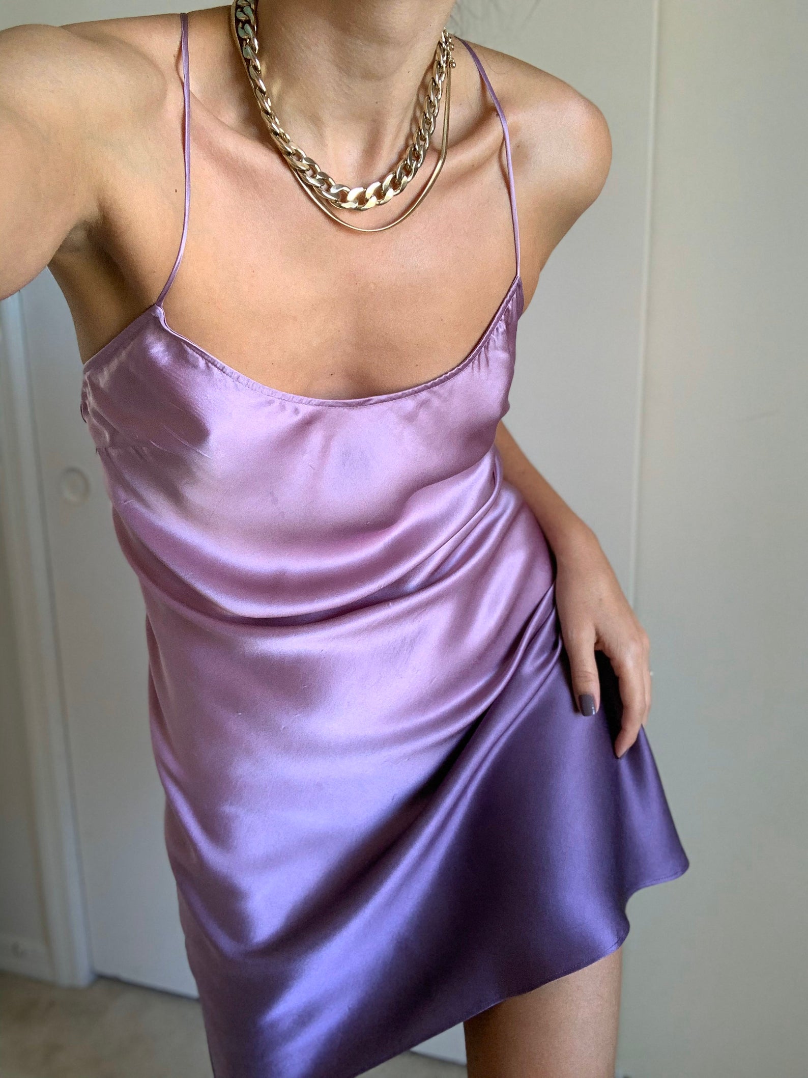 Victorias Secret Vintage Victorias Secret Silk Lilac Slip Dress 