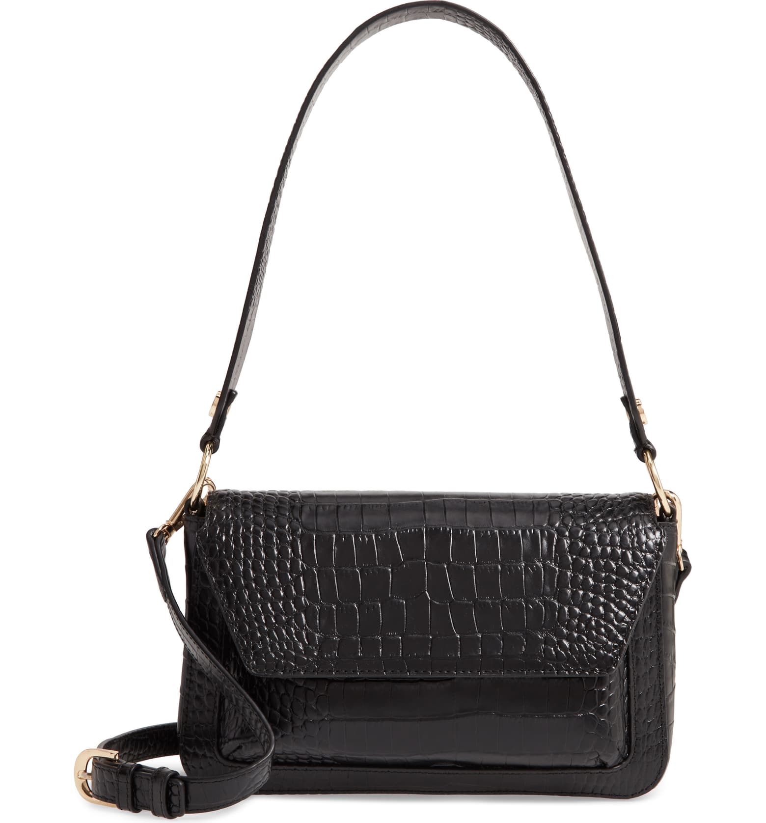 Nordstrom + Stella Croc Embossed Leather Shoulder Bag