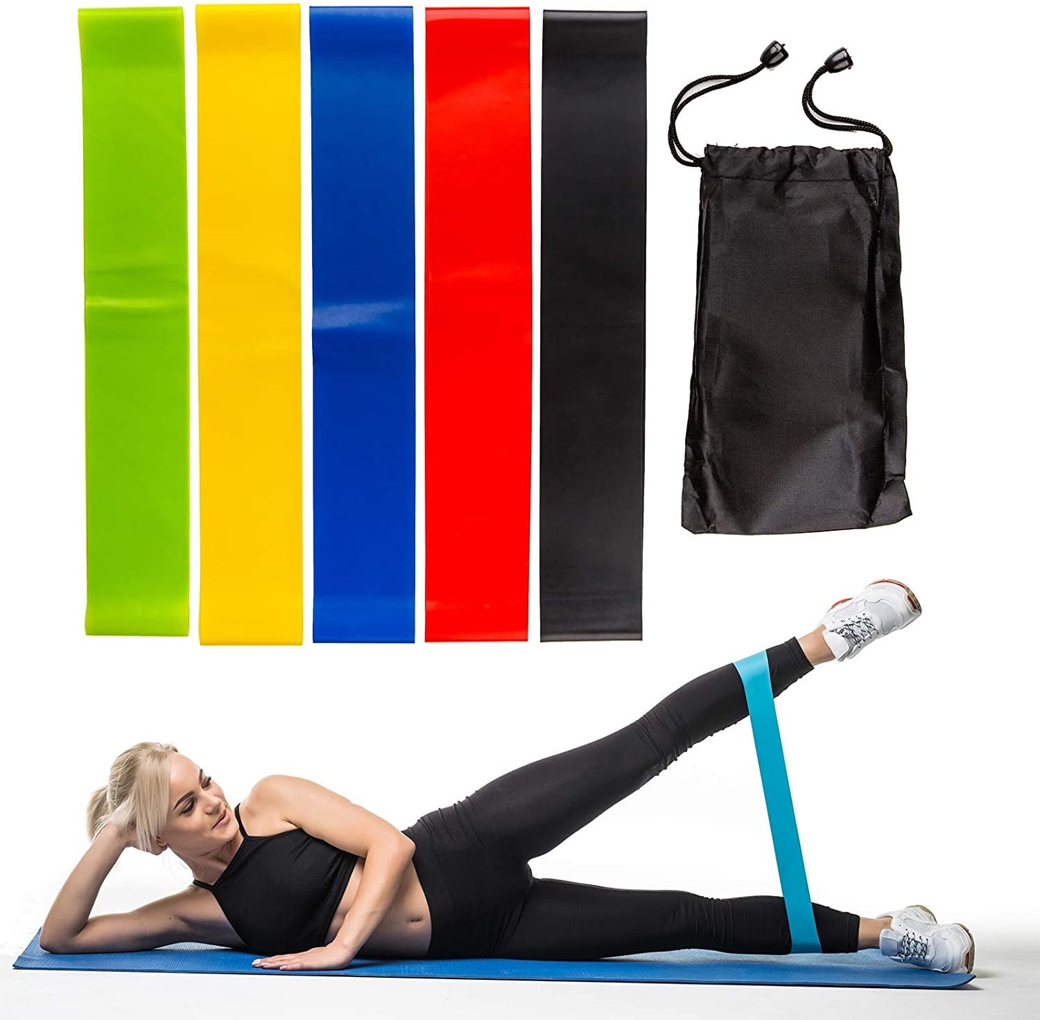 Gym Ardent Set of 5 Fabric Resistance exercsie Bands with a Multipurpose Carry Bag are a Practical and Effective Fitness Solution for use at Home Outdoors Indoors Travel or Vacation. 