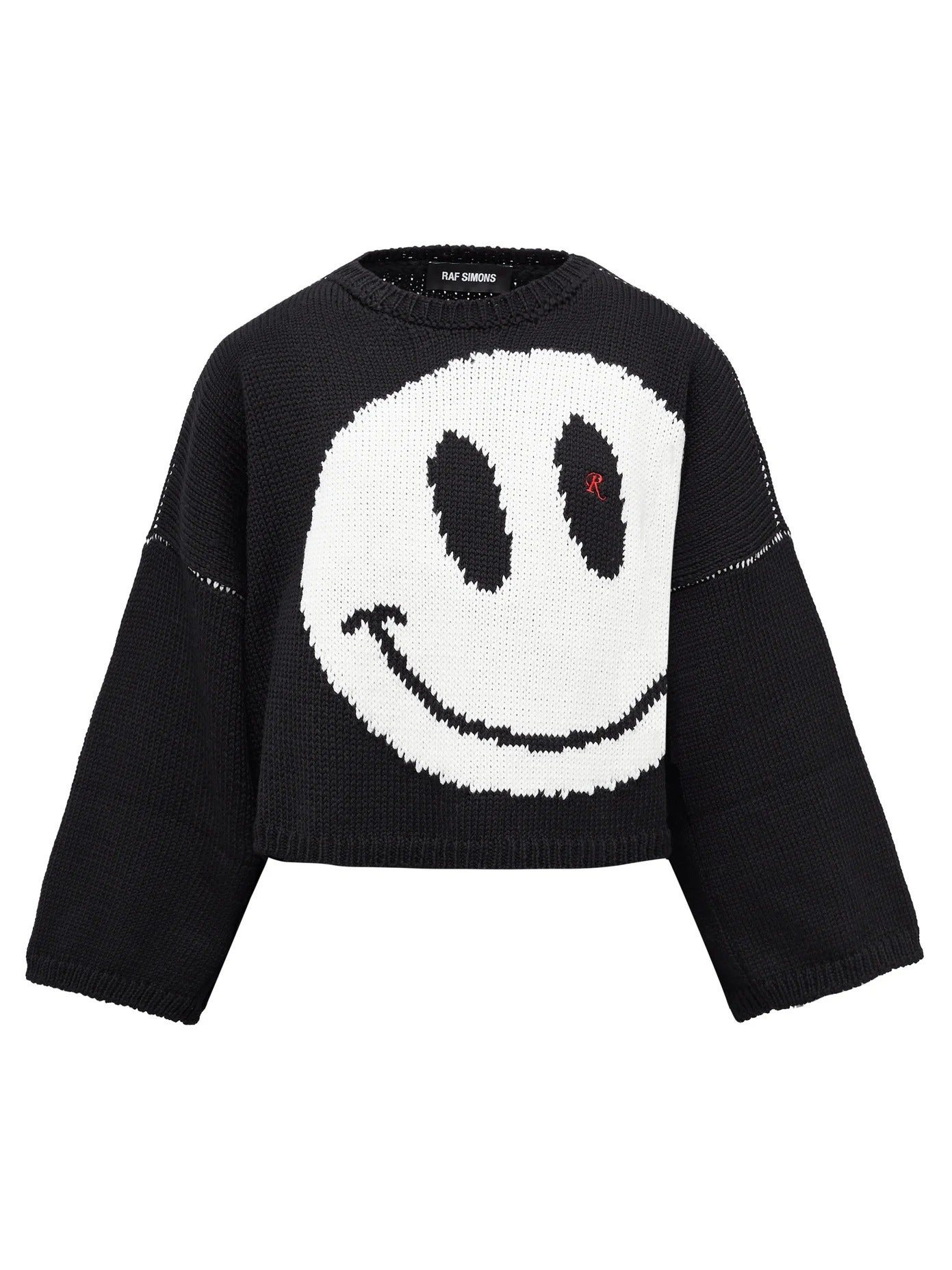Raf Simons + Smiley-Intarsia Cropped Wool Sweater