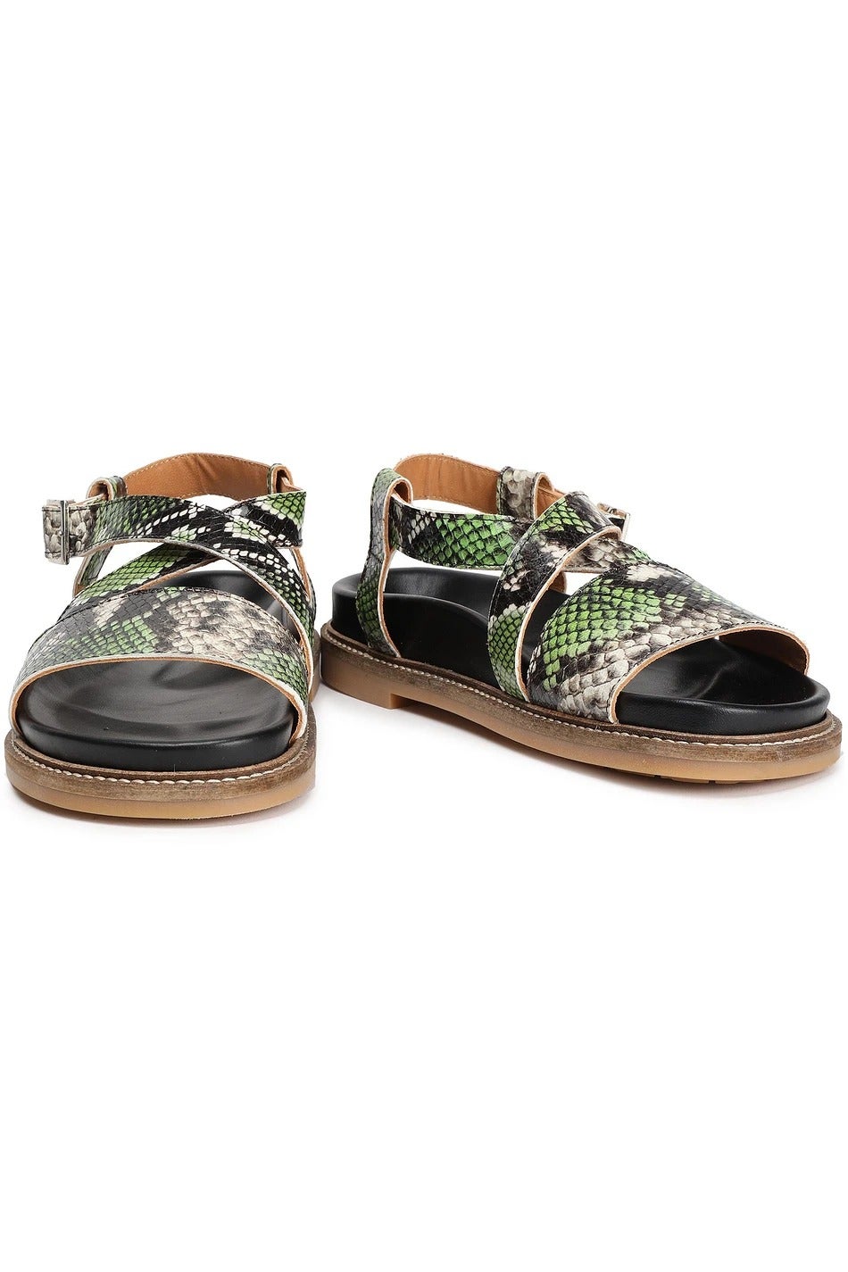 Ganni GANNI Snake Effect Leather Sandals