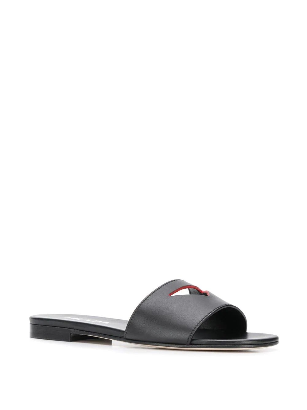 Prada + PRADA Logo Cut-Out Sandals