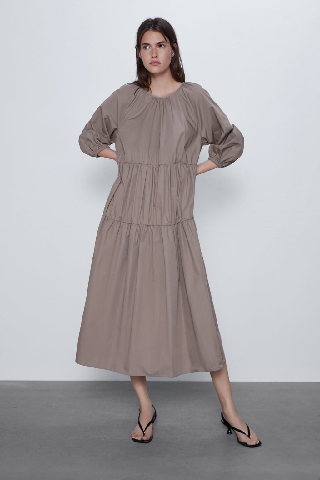 zara knotted poplin dress