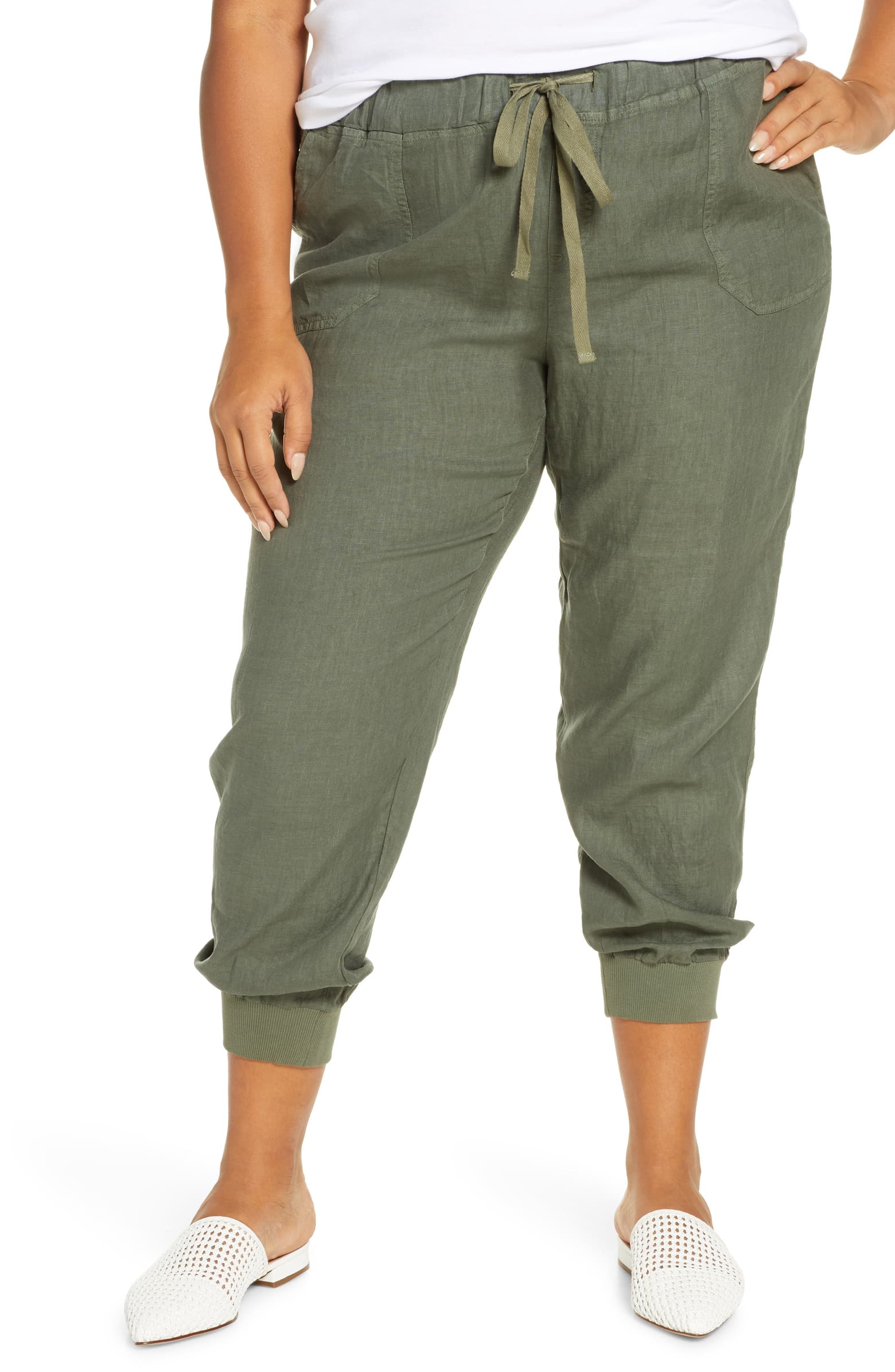 blue linen joggers