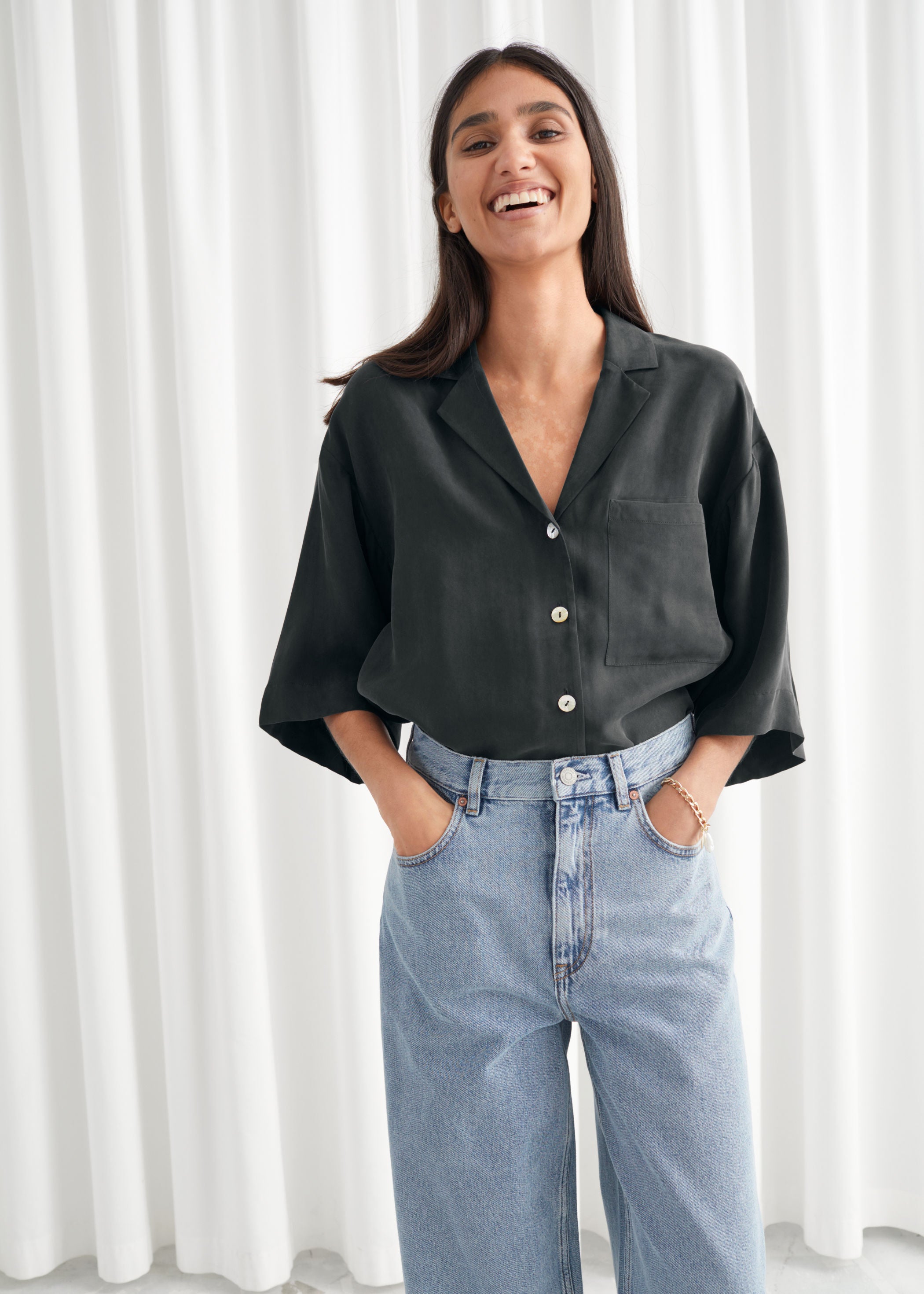 & Other Stories + Cupro Blend Relaxed Fit Shirt