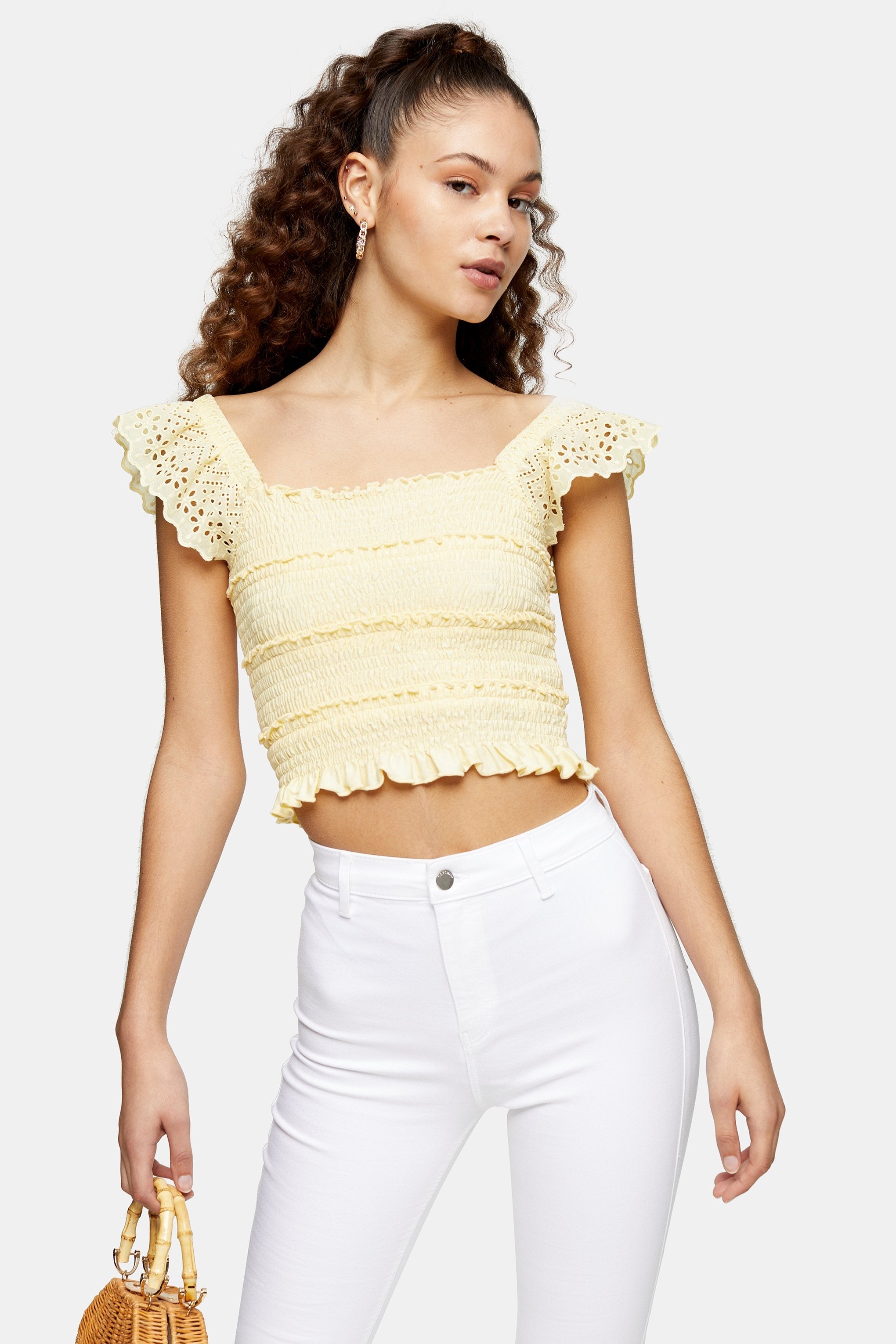 yellow frill sleeve top