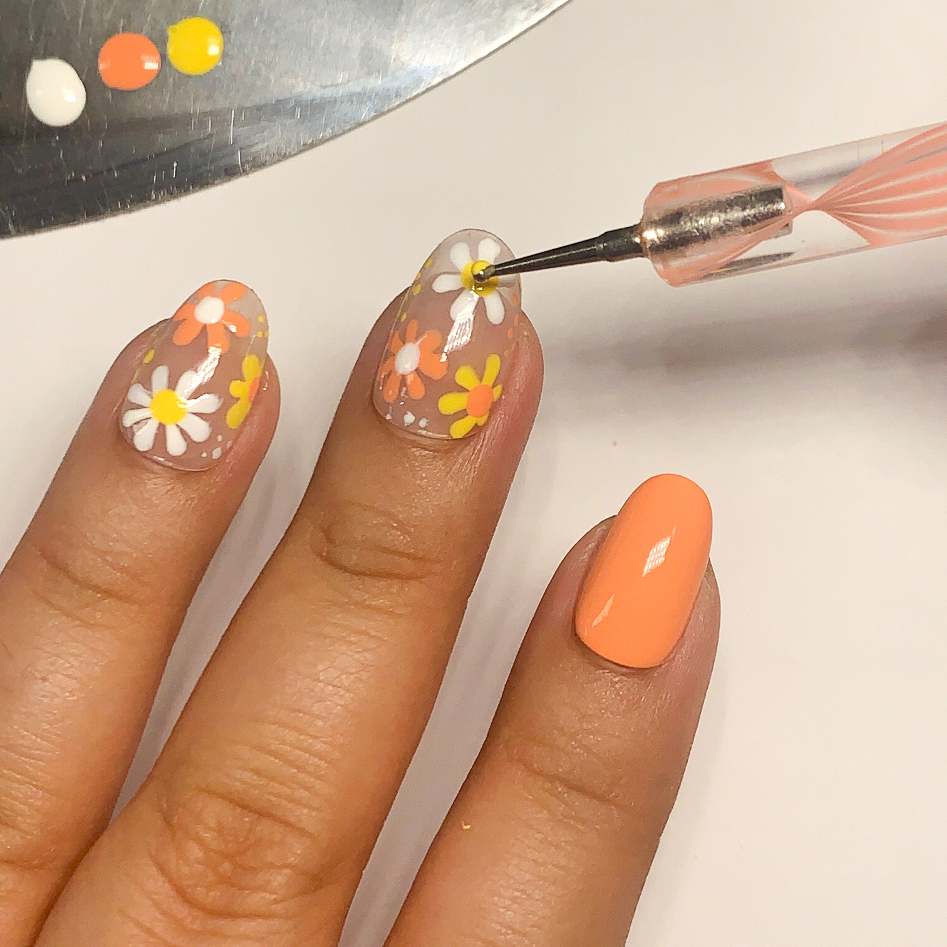 Dried Flowers Acrylic Nail Tutorial 