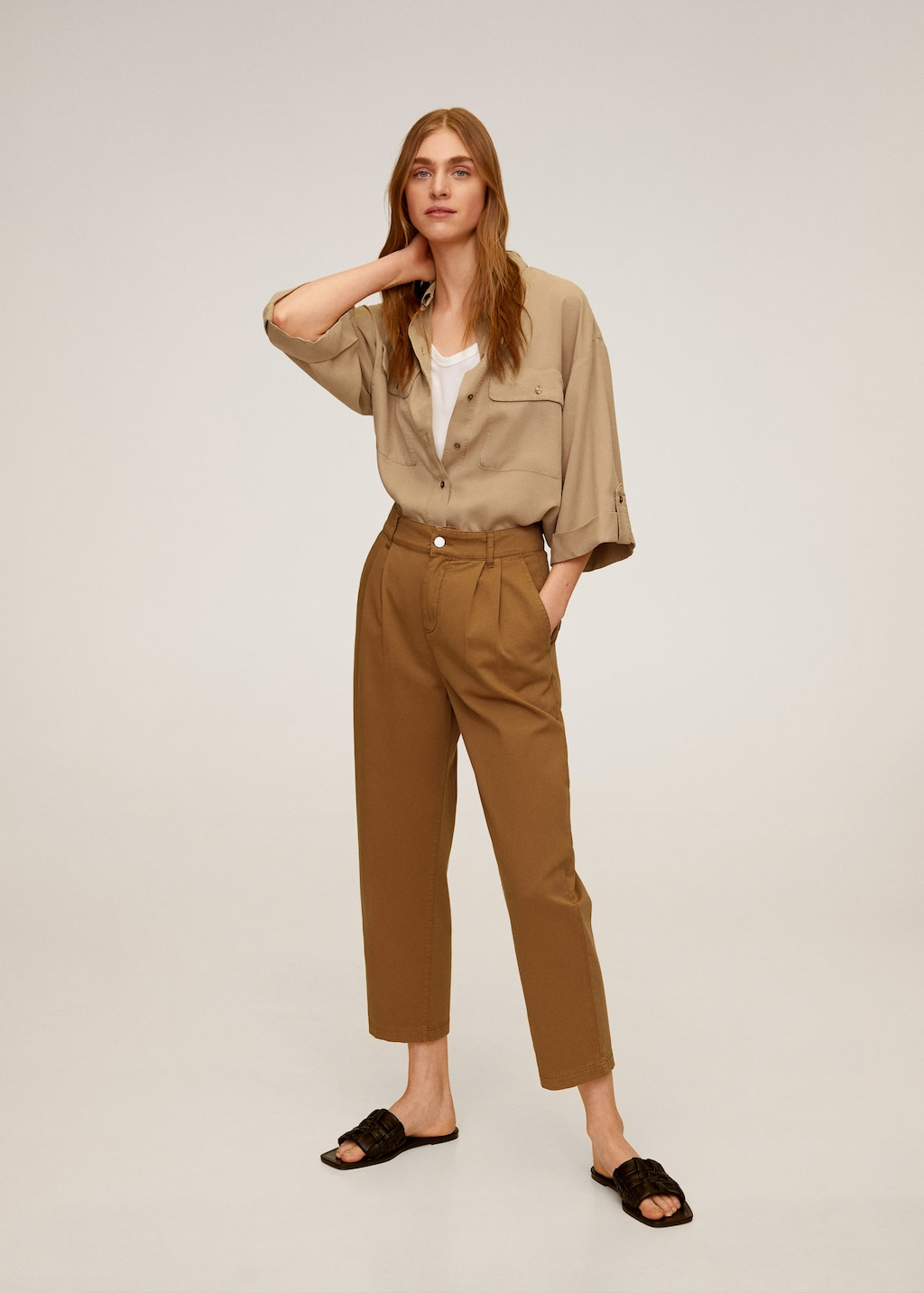 mango relaxed cotton trousers
