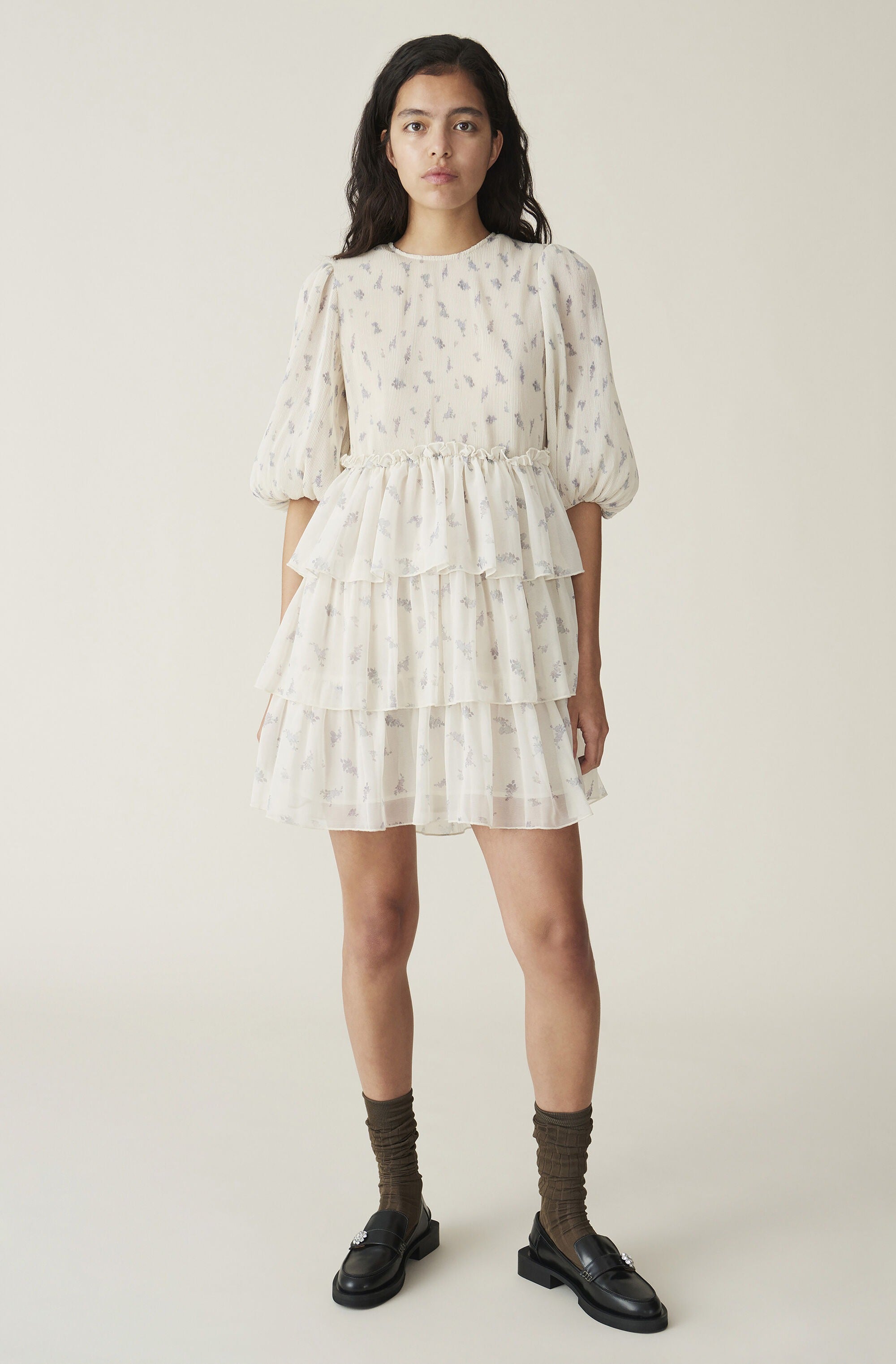 Pleated georgette deals mini dress