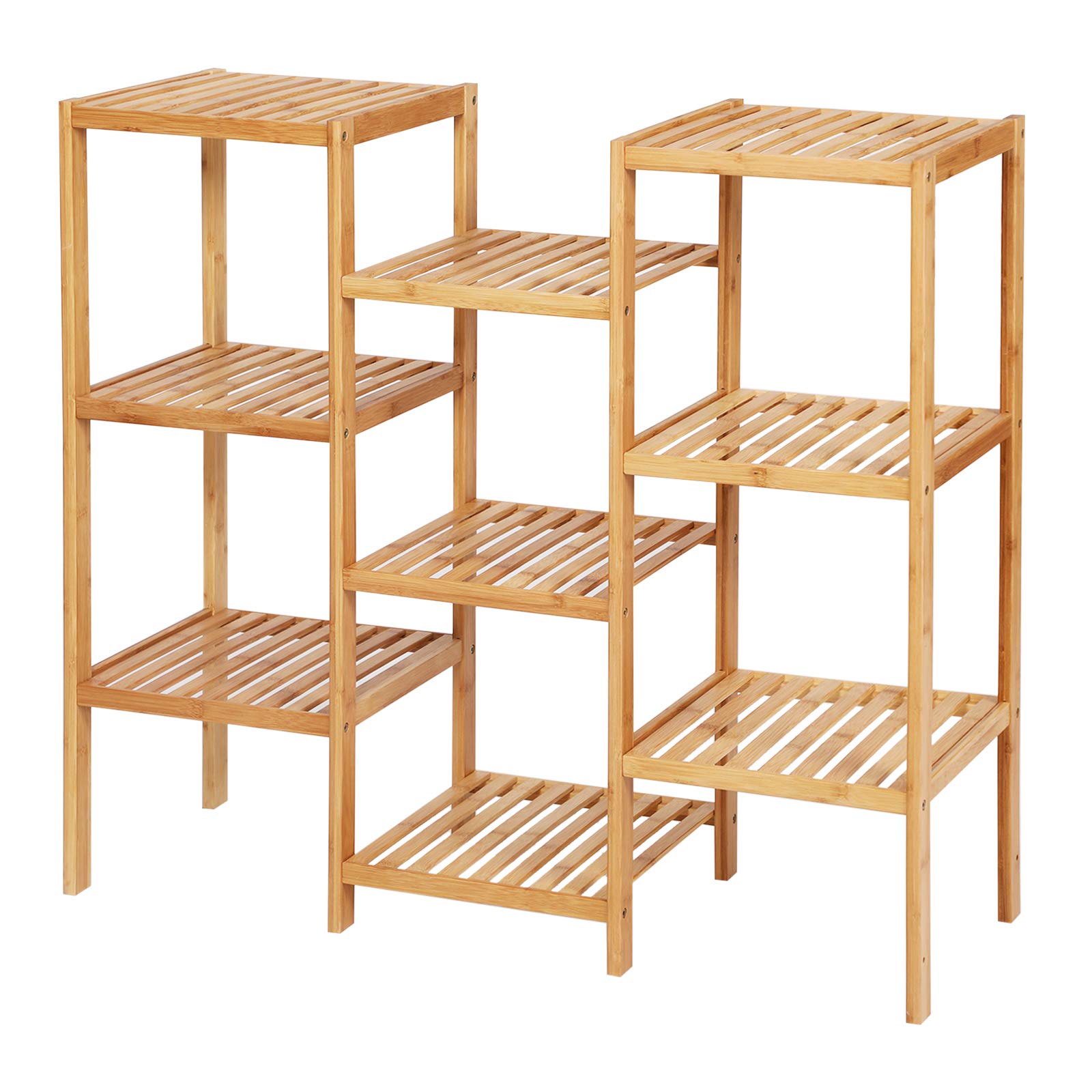 Home from Work LLD211WT SONGMICS Natural Bamboo Monitor Stand Riser Desk Organizer with Storage Slots for Laptop TV