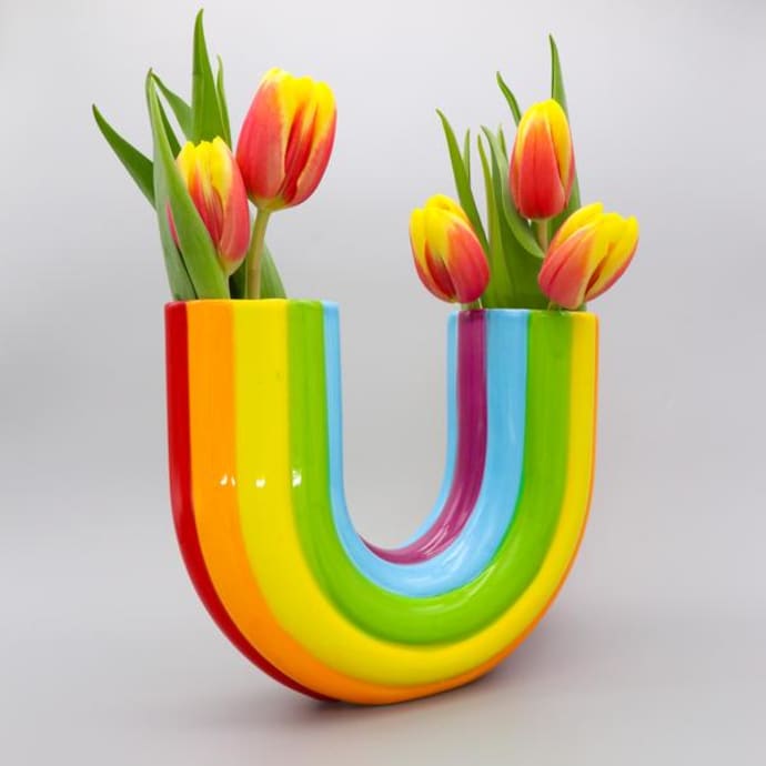 DOIY Design + Rainbow Ceramic Double Multicoloured Vase