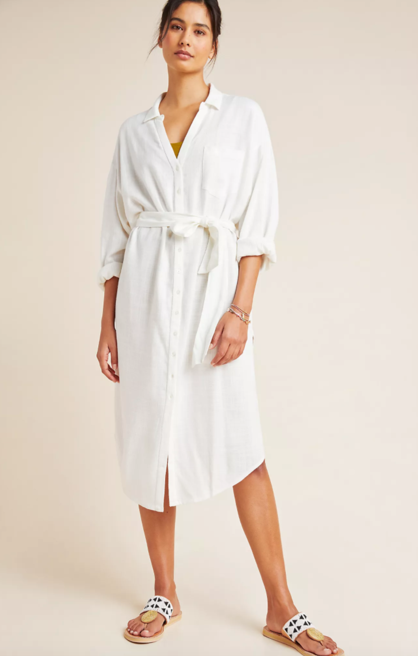 L Space Anthropologie + L Space Barcelona Tie-Front Shirtdress