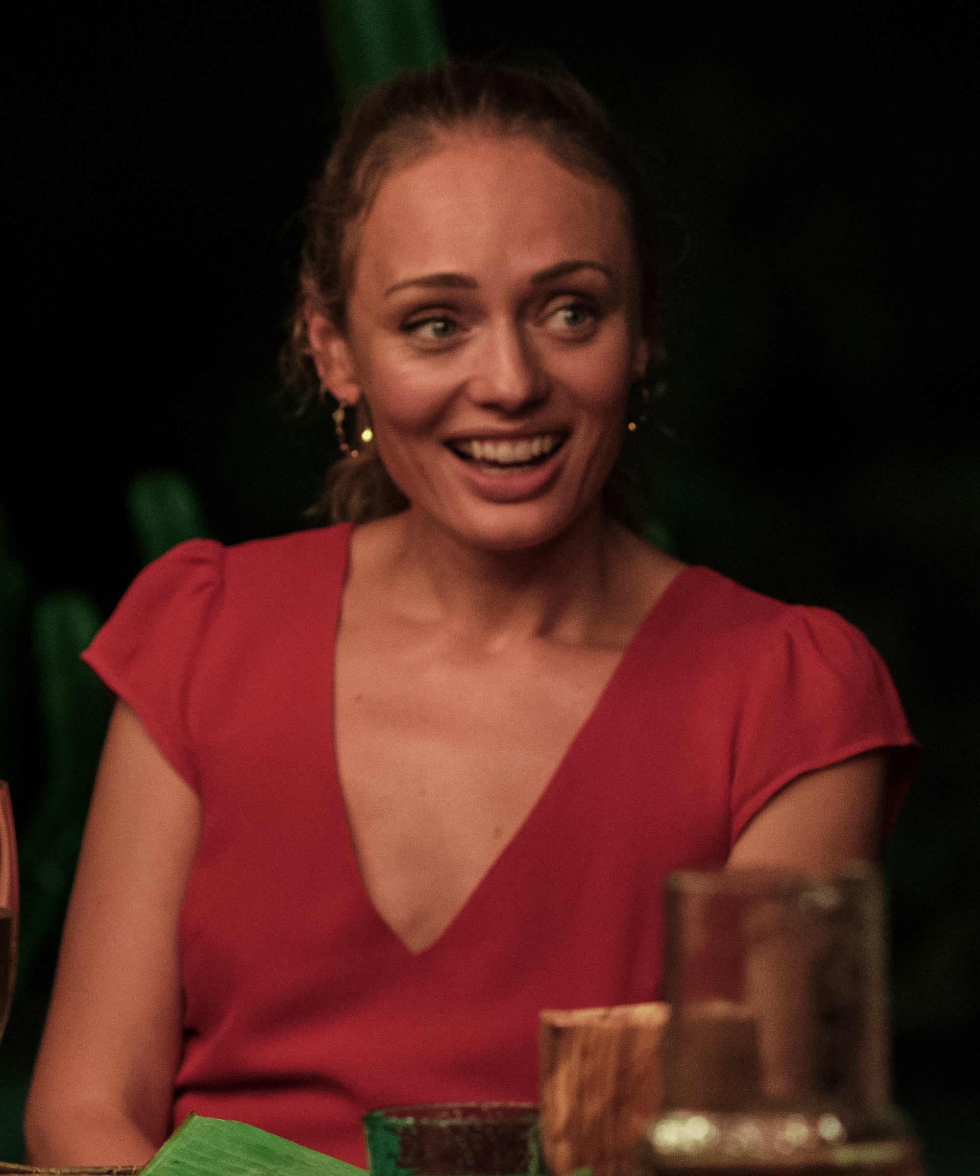 zoe white lines red dress