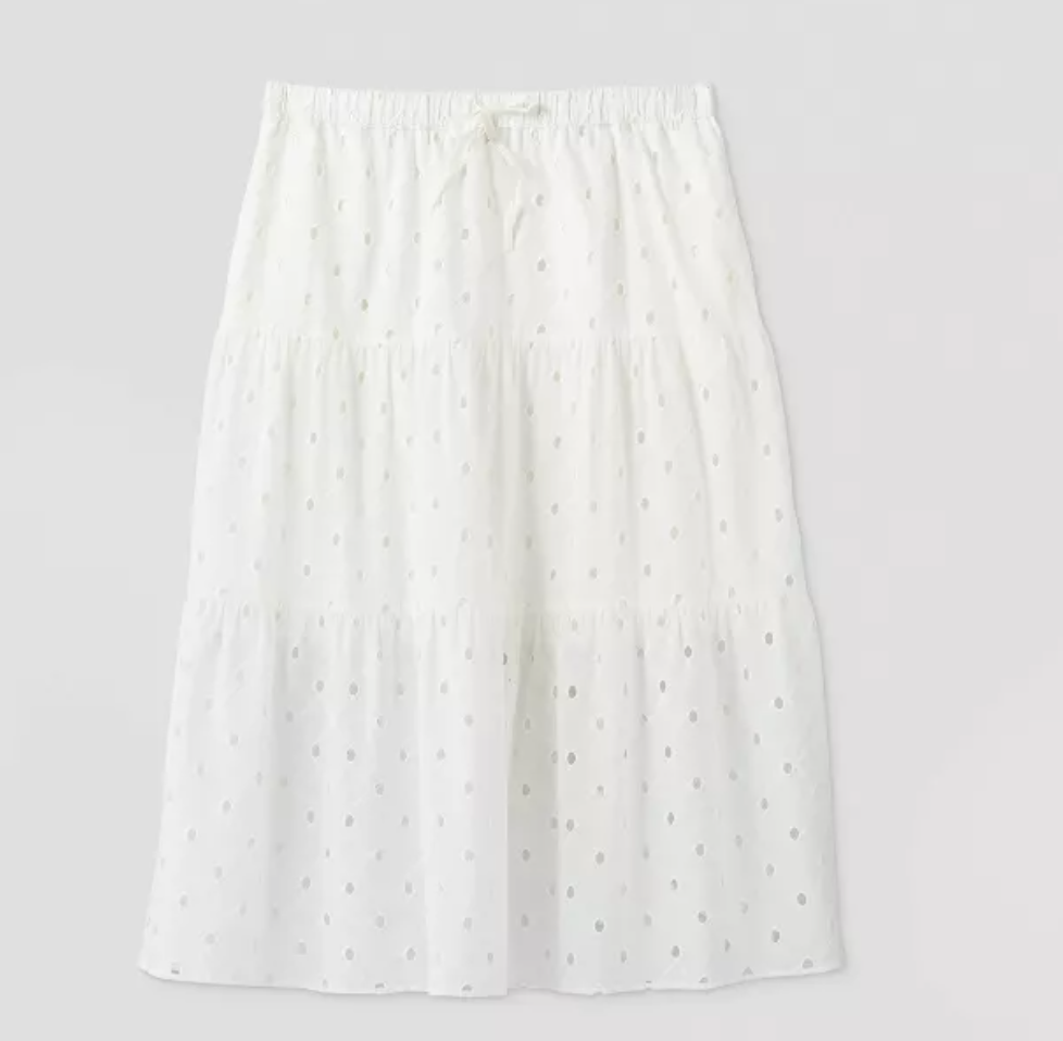 A New Day + Plus Size Tiered Eyelet Midi Skirt