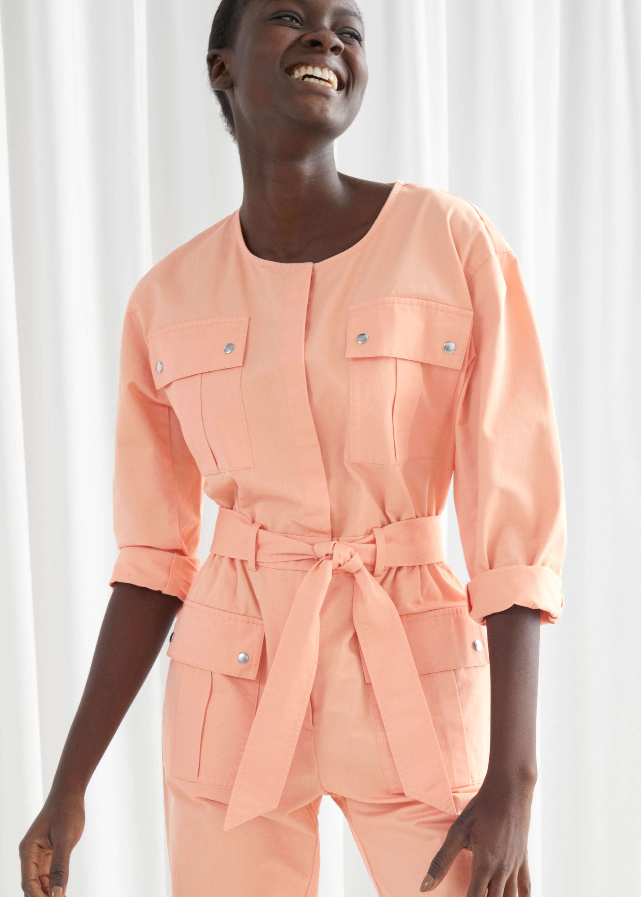 Other Stories Organic Cotton Tie Belt Jumpsuit