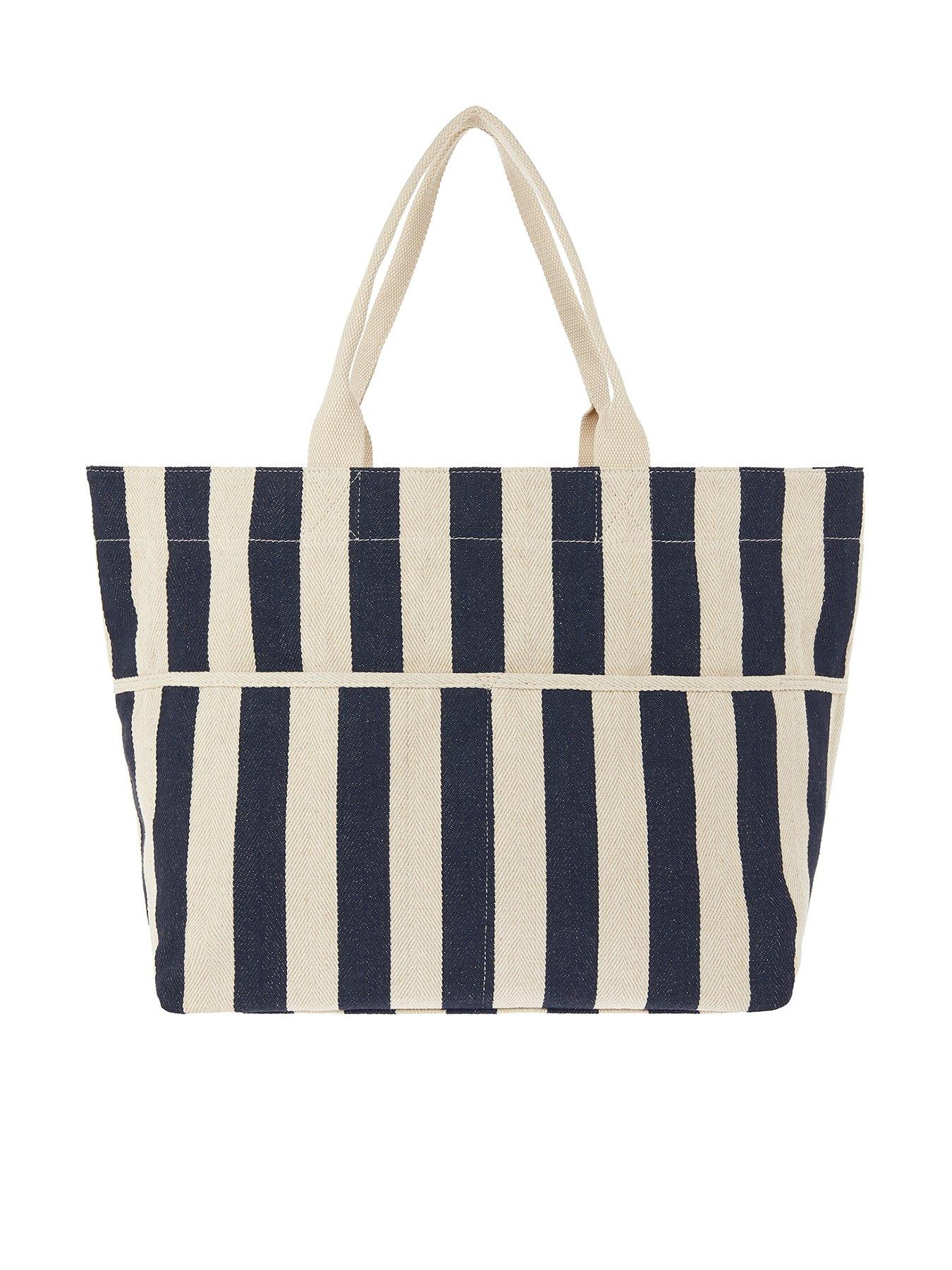 Accessorize + Woven Stripe Tote Bag – Navy