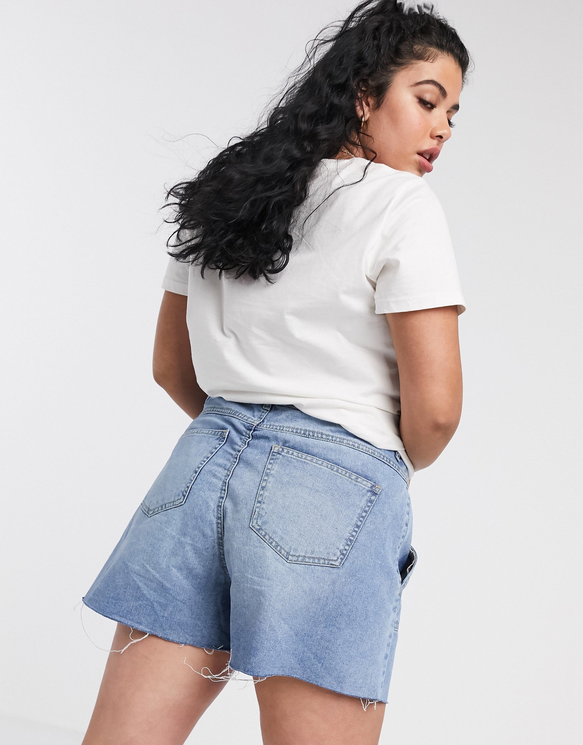 Urban Bliss Plus + Plus-Size Denim Shorts With Frayed Hem