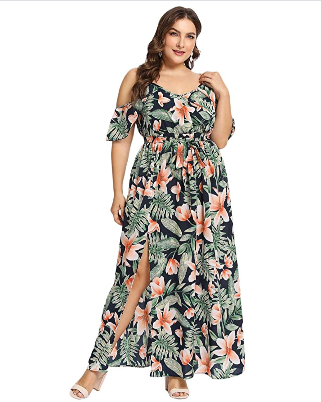 Milumia + Cold Shoulder Floral Slit Summer Dress