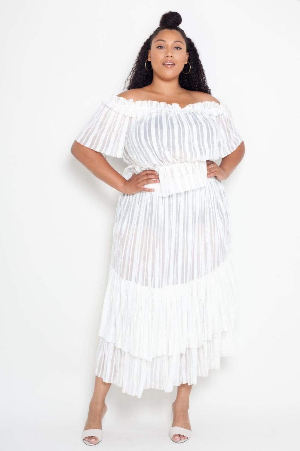 Buxom Couture Sheer Striped Crop Top Skirt Set Buxom Couture Sheer Striped Crop Top Skirt Set