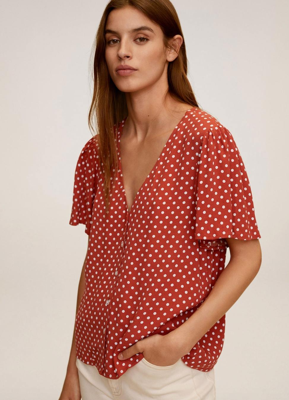 Mango polka dot top sales