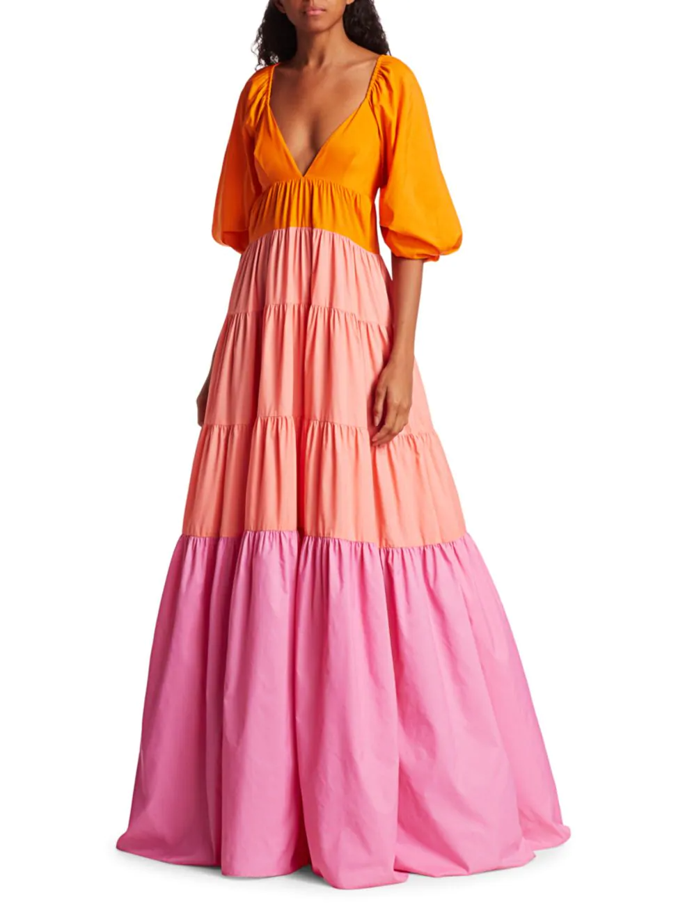 Farm Rio Tiered Colorblocked Maxi Dress | vlr.eng.br