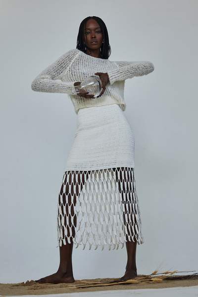 AYNI + Tarania Ivory Midi Skirt