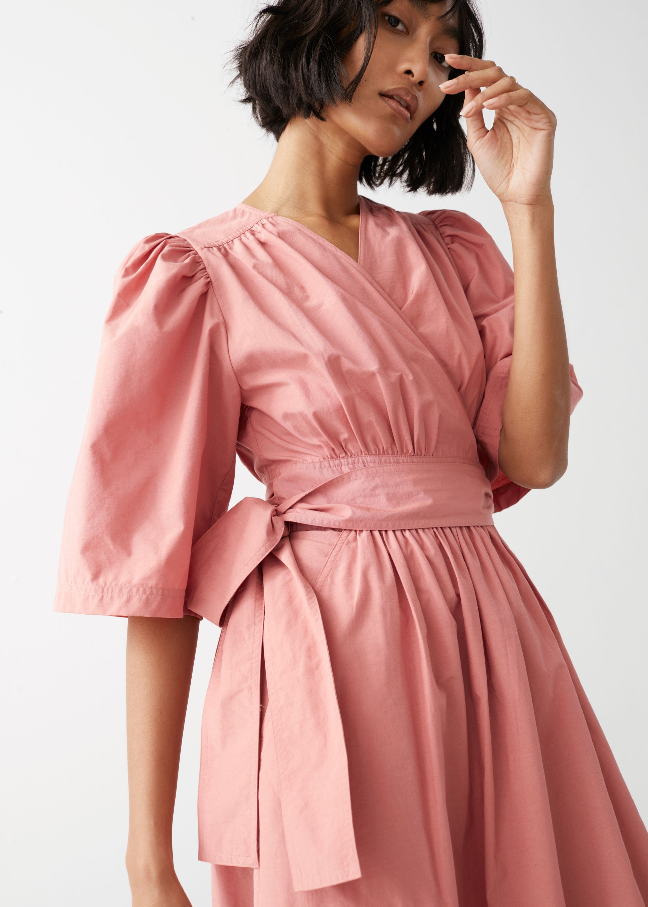 Other Stories Voluminous Wrap Midi Dress