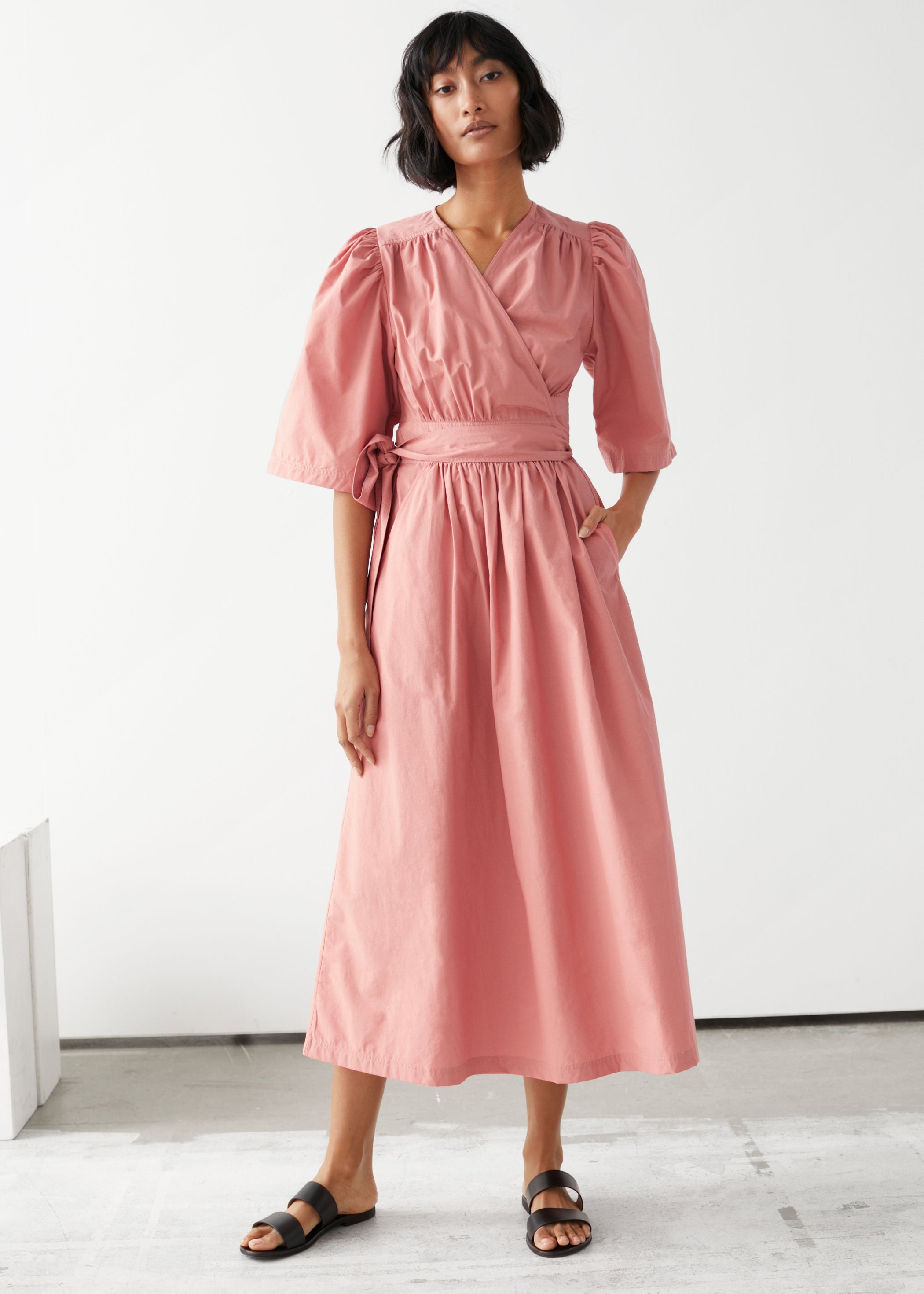 Other Stories Voluminous Wrap Midi Dress