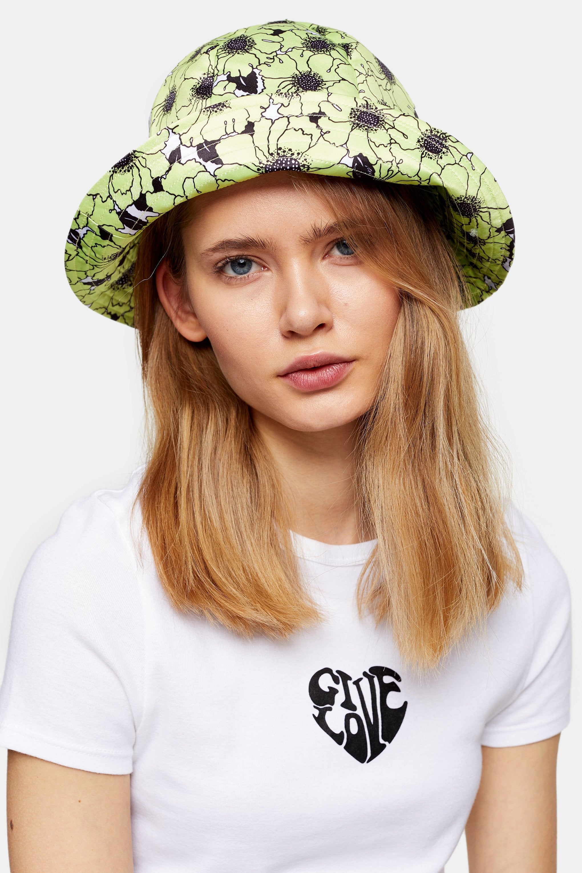 + Lime Green Hibiscus Floral Bucket Hat