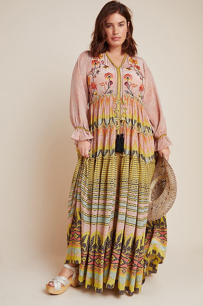 Anthropologie + Giorgia Embroidered Maxi Dress