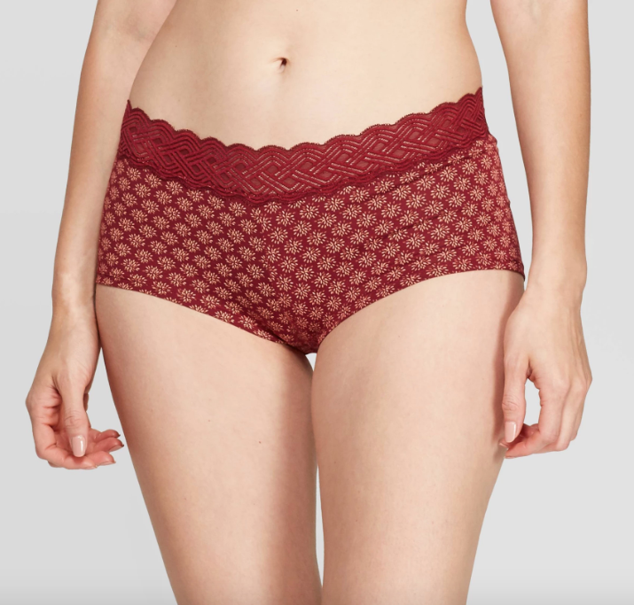 Auden Women's Cotton Hipster Underwear with Lace Waistband Size