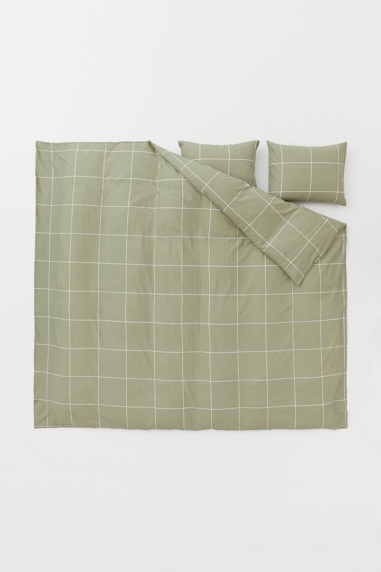 H&M Home + Checked Duvet Cover Set