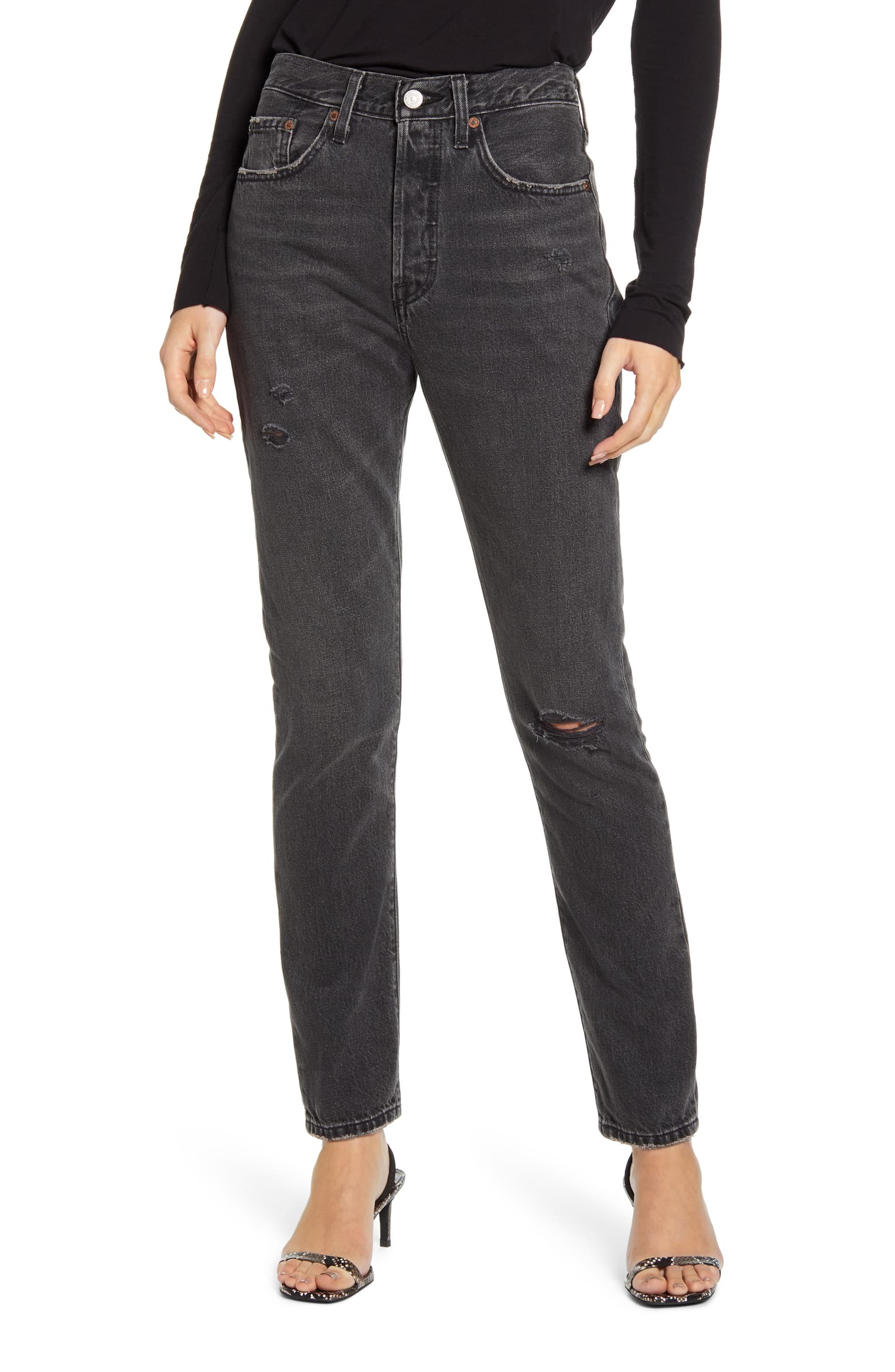 black ripped jeans womens levis