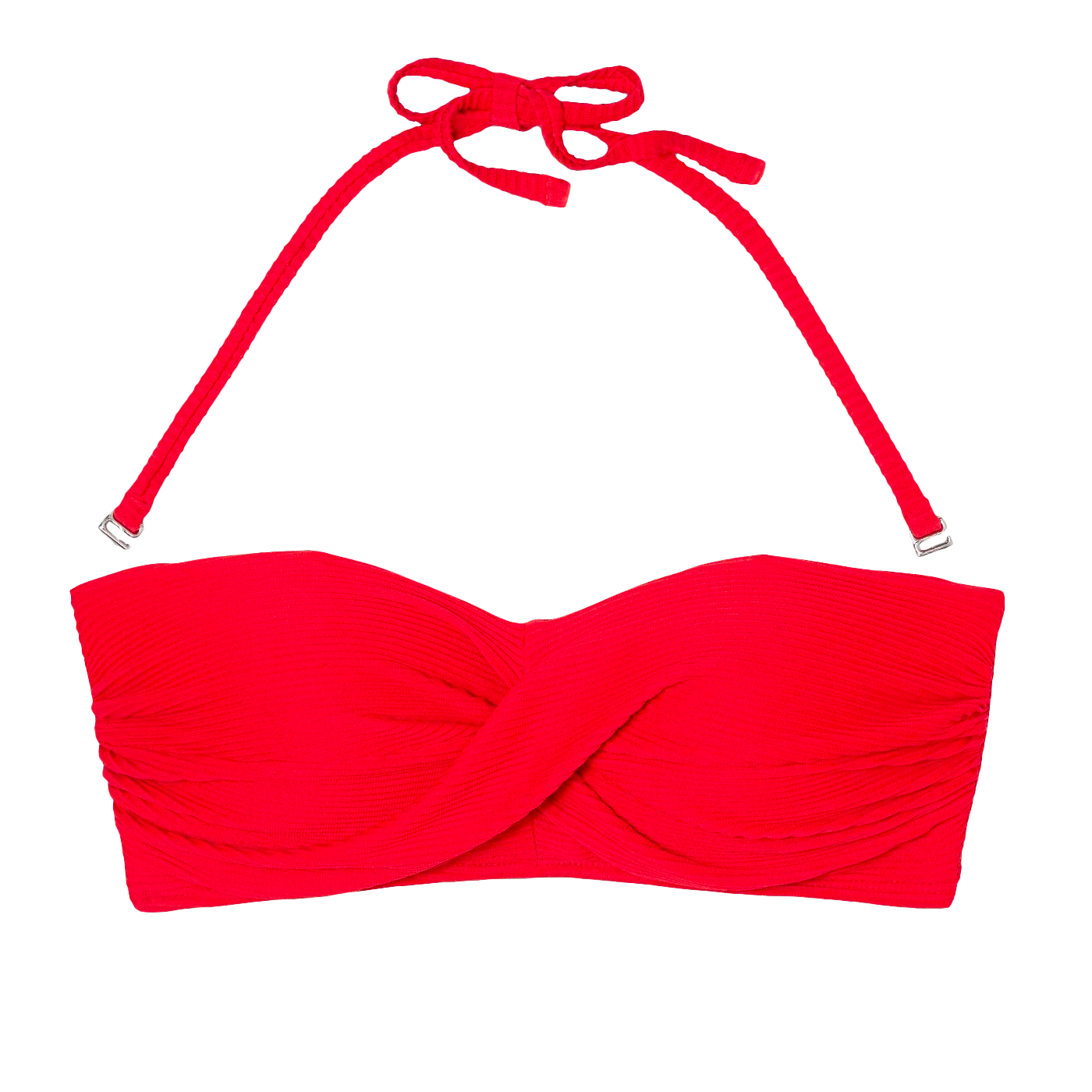Kona Sol + Red Ribbed Bandeau Bikini Top