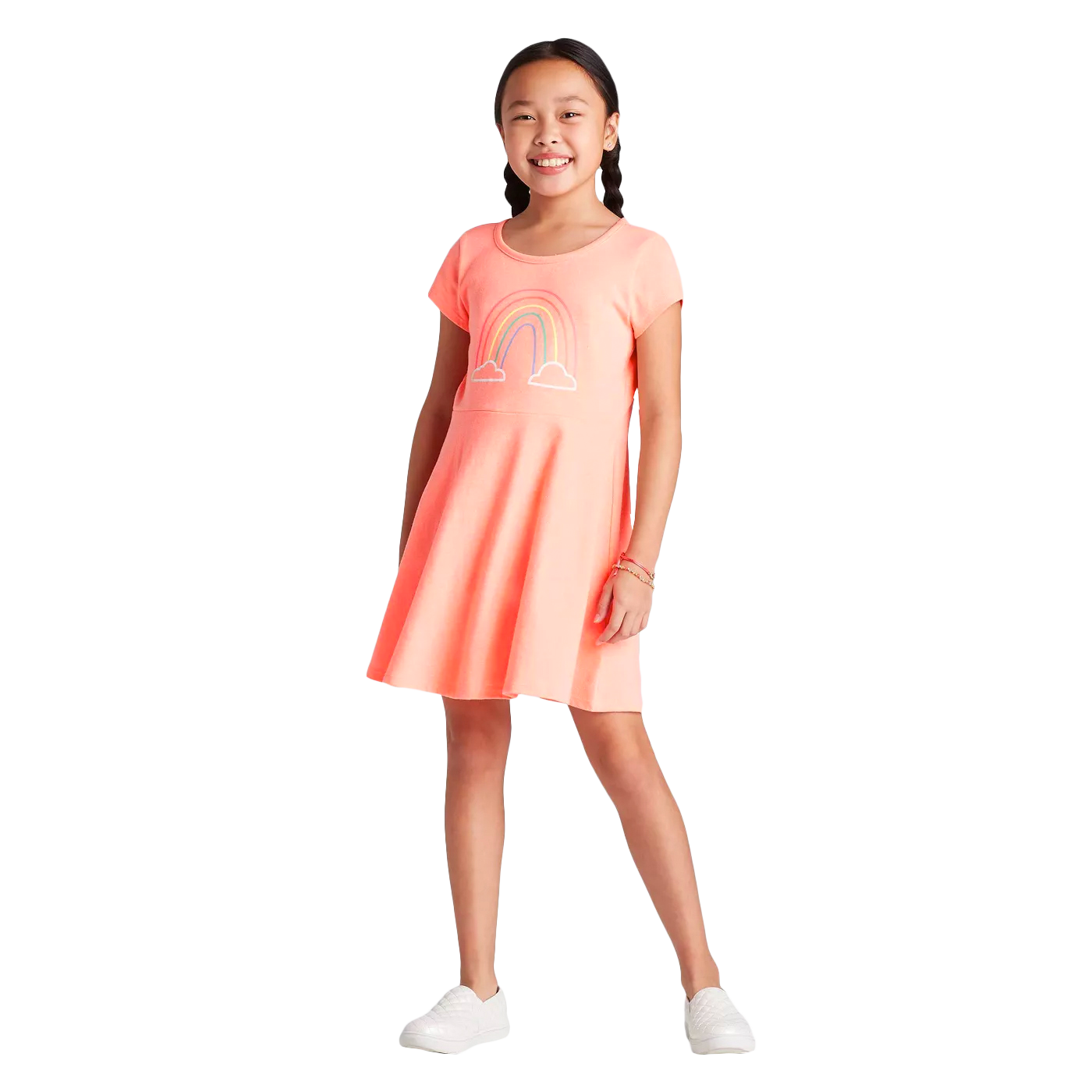 Cat & Jack + Girls’ Short Sleeve Rainbow Dress